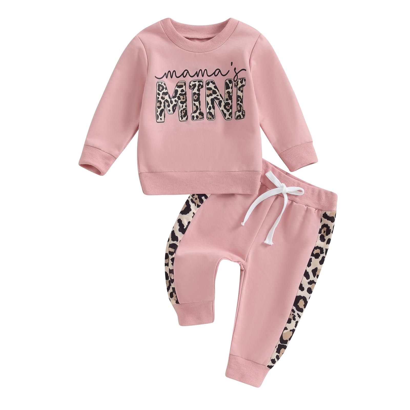 Top Bambina Stampa Leopardo + Pantaloni Lunghi Completo Bambina Neonato Felpa Manica Lunga e Pantaloni Bambina