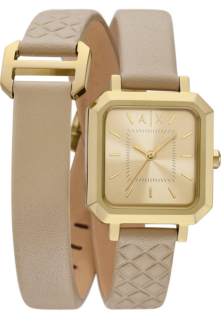Armani Exchange orologio per donna, movimento al quarzo e cassa orologio per 40 mm con cinturino in acciaio inossiorologio perbile, pelle o silicone, Crema chiaro