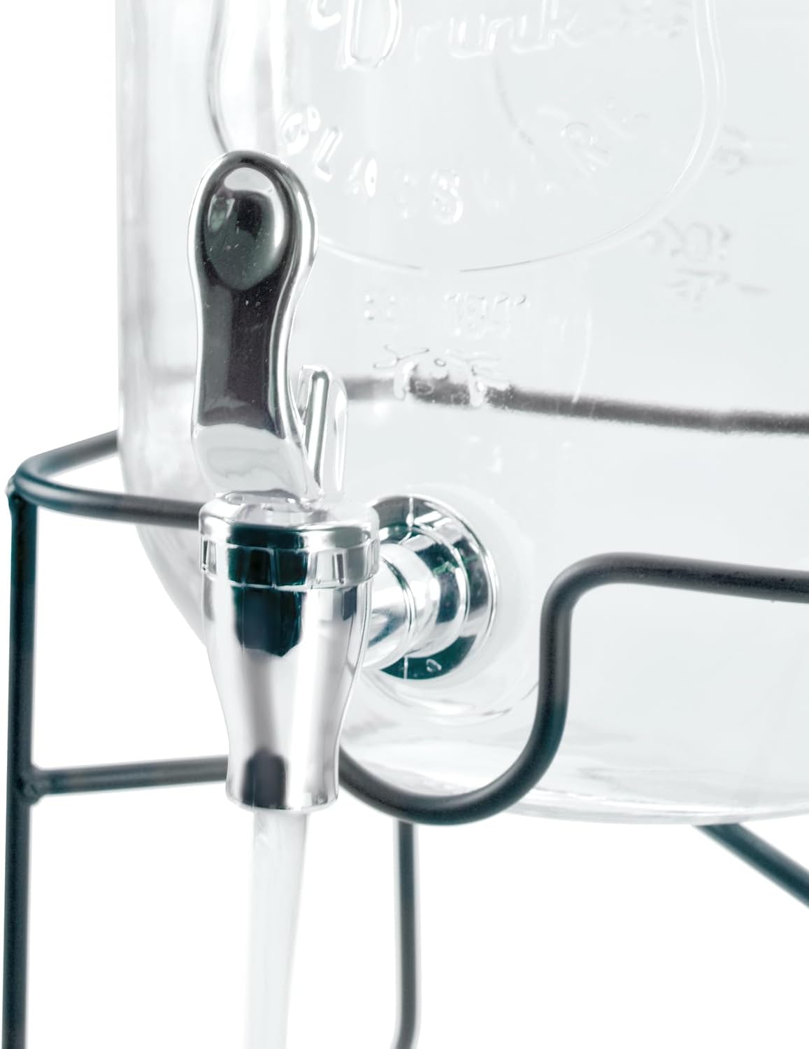 Jocca, Dispenser per Bevande in Vetro con Supporto Metallico, Serbatoio dell'acqua, Tappo a vite, Bevande Varie, Acqua, Succhi, Ghiaccio, Frutta, Cocktails, Infusi, 4 Litri