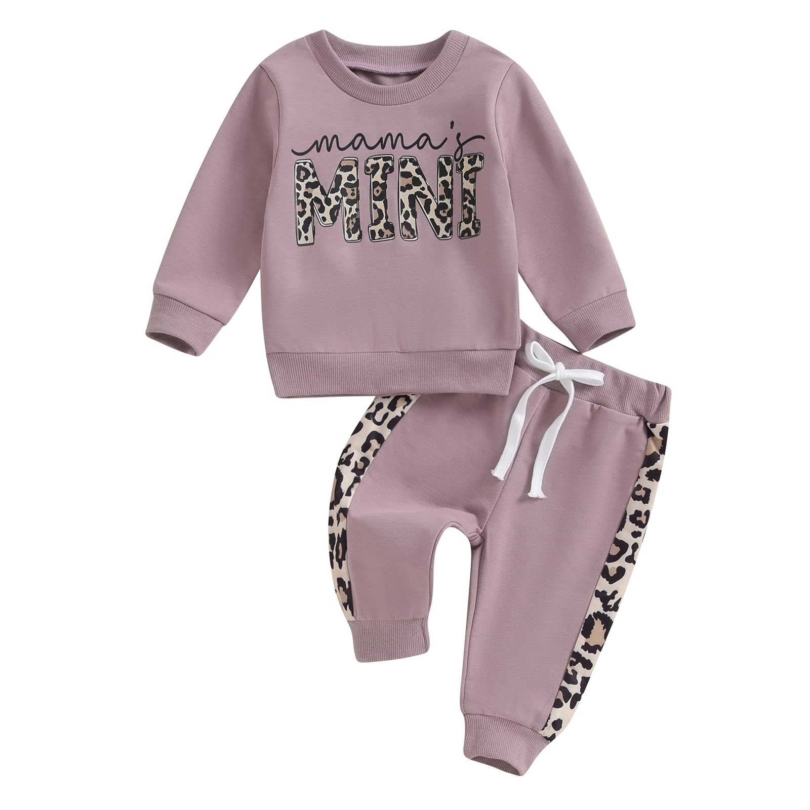 Top Bambina Stampa Leopardo + Pantaloni Lunghi Completo Bambina Neonato Felpa Manica Lunga e Pantaloni Bambina