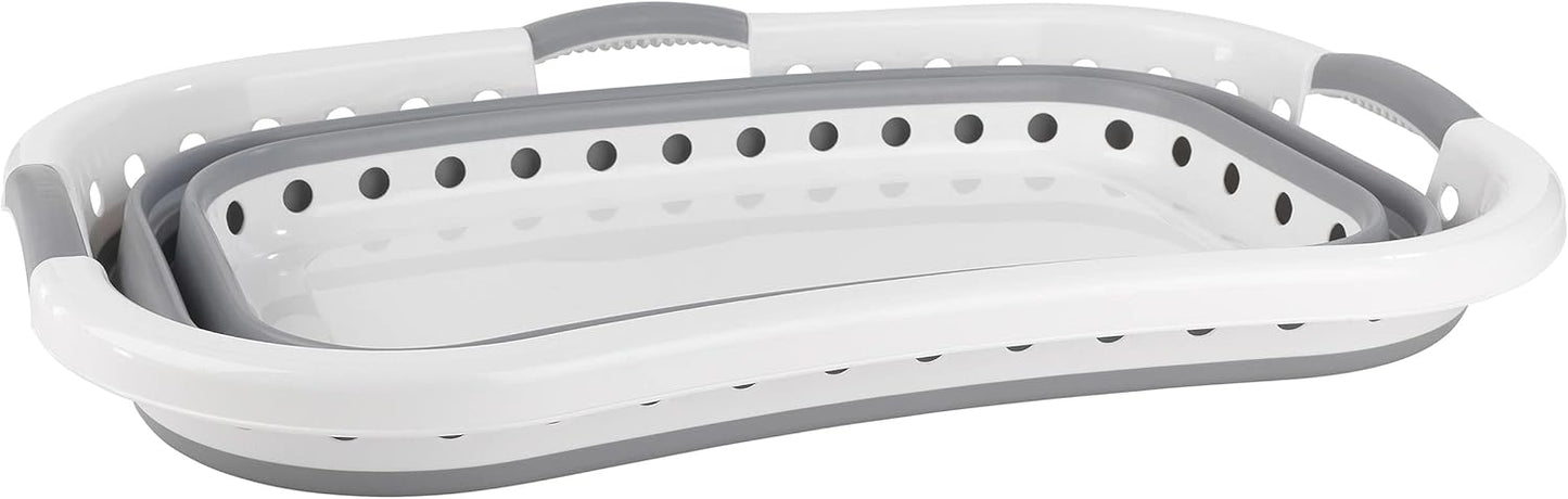 Beldray LA072979GRYEU Cestello per lavanderia, Collapsible Hip Hugger, curvo e sagomato per adattarsi al corpo, cestello facile da piegare, Manici ergonomici a 2 vie antiscivolo, 37 litri, grigi