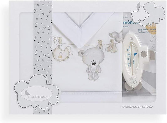Interbaby - Set di lenzuola Stendibiancheria Orso Termometro Bianco Grigio
