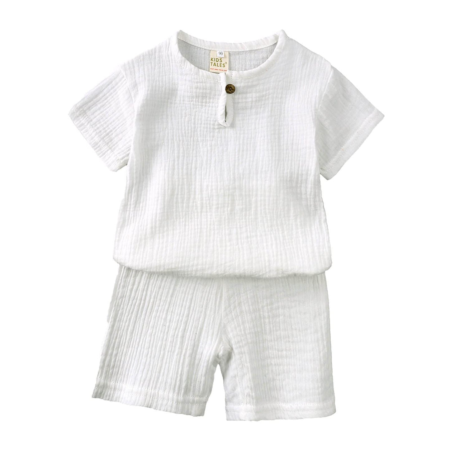 Completo Estivo Bambino Neonato Set Coordinato Tuta Camicia Cotone Lino Pantalocini Tinta Unita Outfit Neonato Abbigliamento Set Completo Estivo Bambino