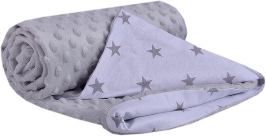 Medi Partners Coperta per neonati 100% cotone 75x100cm Bambini Minky Multifunzionale Bifacciale Morbido e Soffice per Carrozzine (Stelle Grigie Con Minky Grigio)