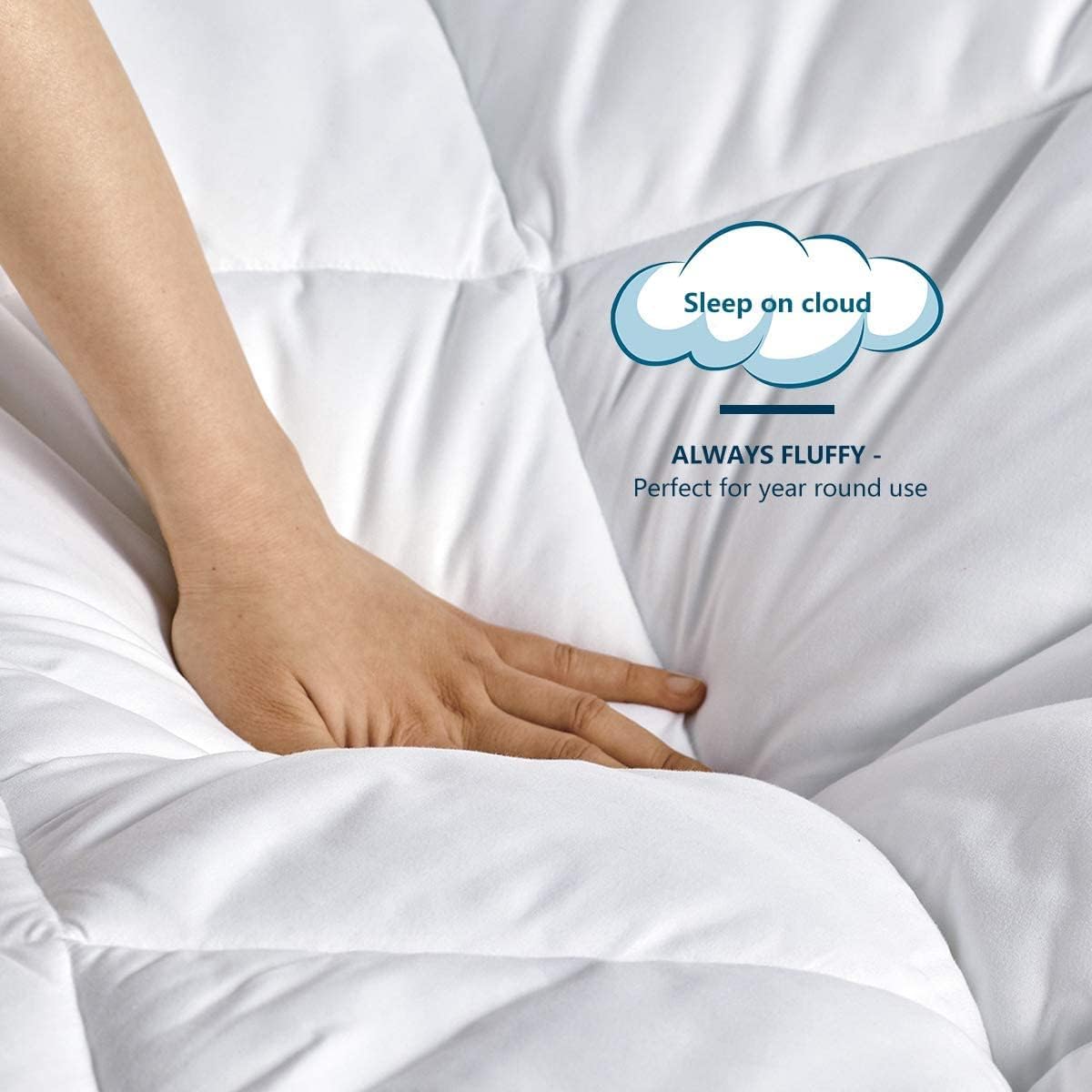 Piumino Letto Matrimoniale Quattro 4 Stagioni 260x240 cm - Piumone 240x260 Invernale Autunnale - Trapunta 260 x 240 in Microfibra Sintetica, Bianco