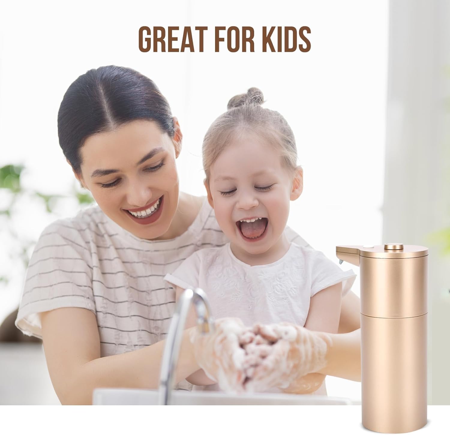 Dispenser automatico di sapone, Simplicity 15, 354,4 g, per cucina e bagno, senza contatto, mani libere, oro