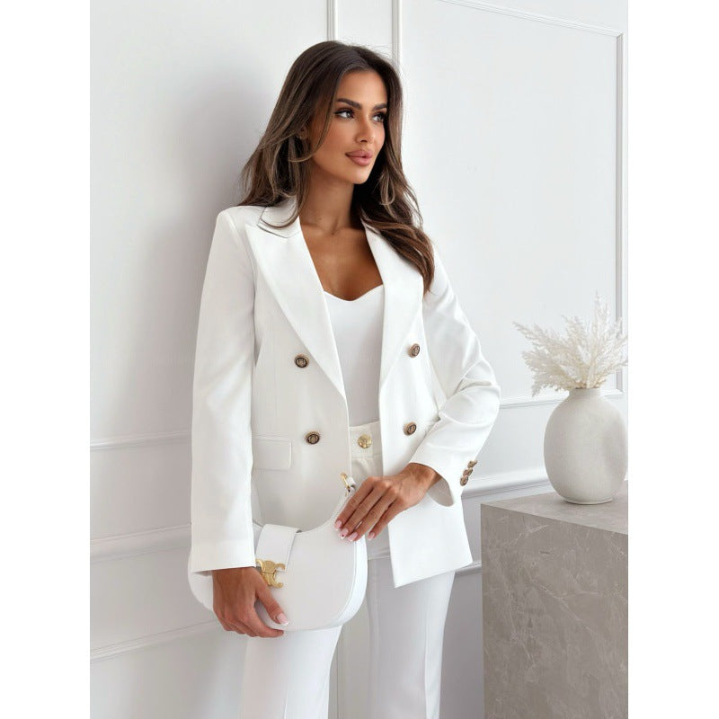 Giacca donna con bottoni a contrasto color oro