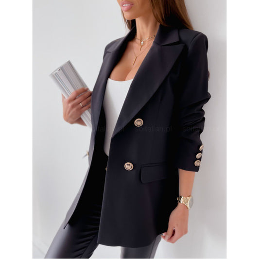 Giacca donna con bottoni a contrasto color oro