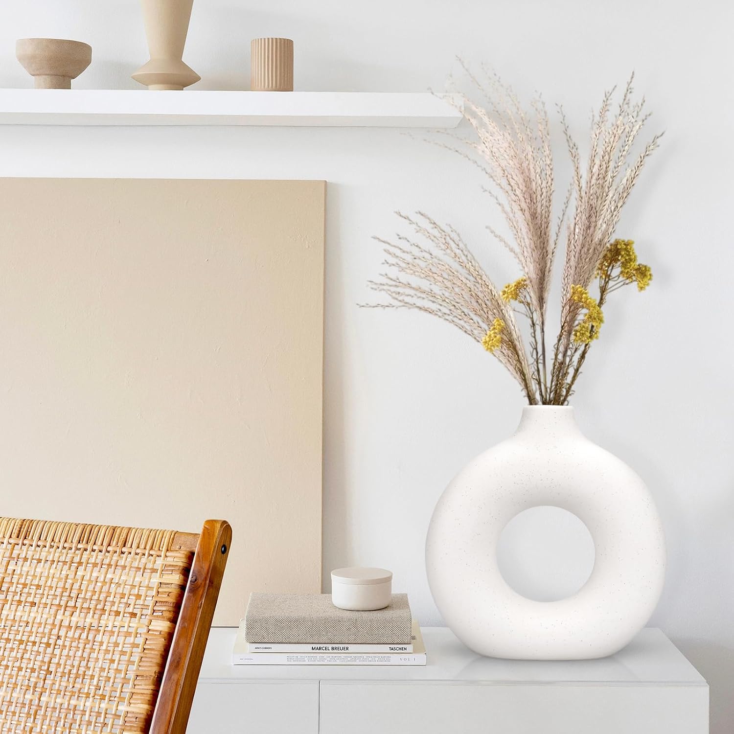Set di 2 Vaso di Ceramica,Vase Decoratif Vaso Ceramica Rotondo da Fiori Decorativo in Stile Moderno per La Decorazione del Soggiorno Camera da Letto e Dell'ufficio