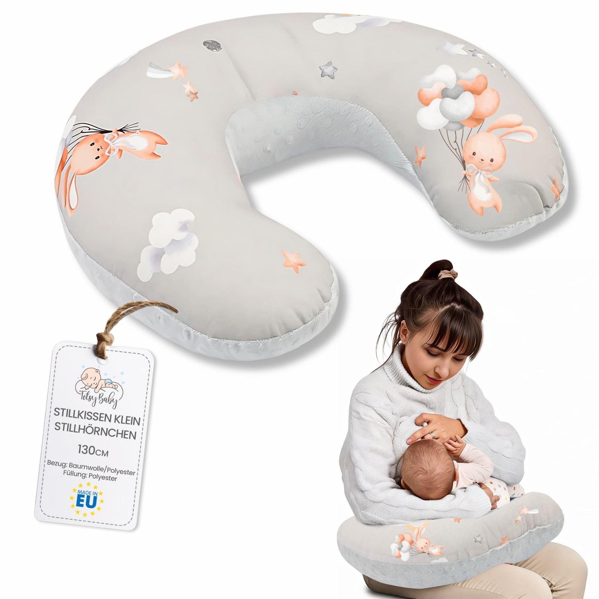Cuscino allattamento e gravidanza Basic 130 cm - cuscini neonato per allattare e dormire accessori per mamma y bebe lavabile e multifunzione Orsacchiotti