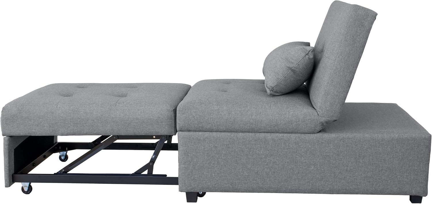 GARDENIA Cookie Eco 80 Poltrona Pouf Trasformabile 3-in-1, Legno, Grigio Chiaro, 78 x 113 x 45