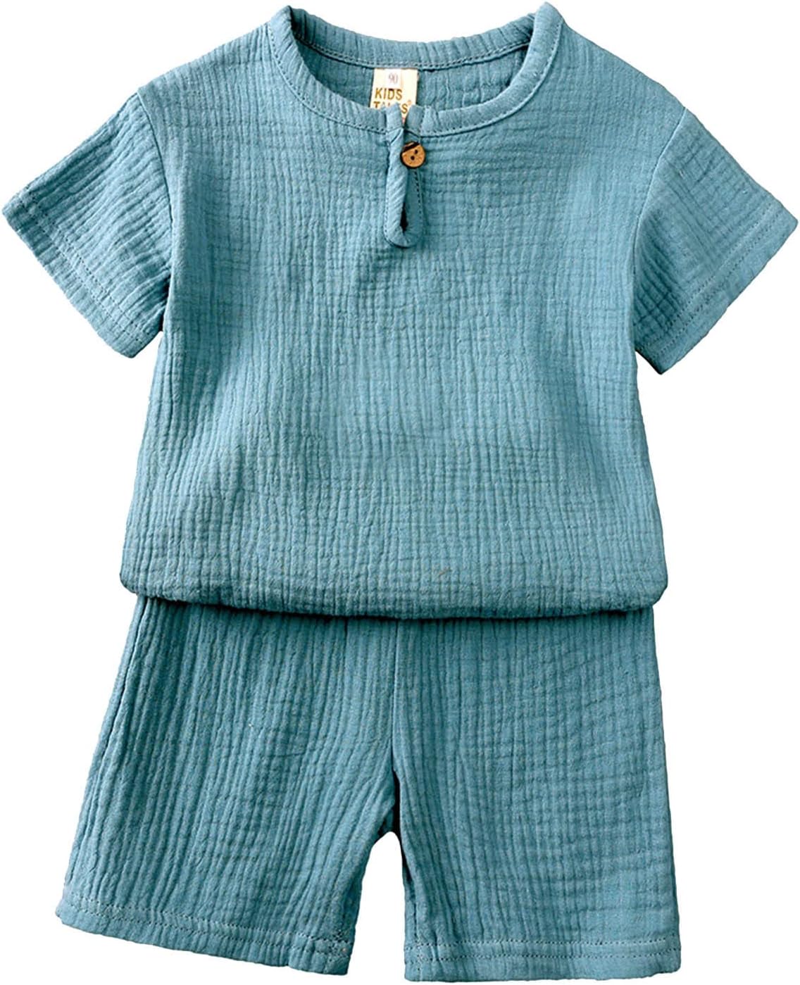 Completo Estivo Bambino Neonato Set Coordinato Tuta Camicia Cotone Lino Pantalocini Tinta Unita Outfit Neonato Abbigliamento Set Completo Estivo Bambino