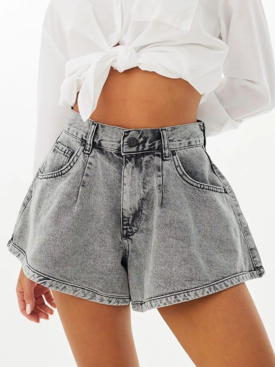 nicticsi Pantaloncini in Jeans da Donna Moda Casual Denim Mini Shorts con Tasche e Strappi Pantalone Corti di Cowboy Svasati Comode retrò Short Sexy Party Night Club Disco