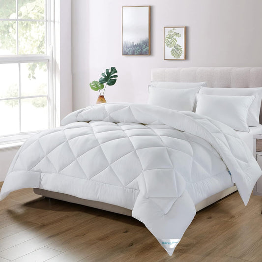 Piumino Letto Matrimoniale Quattro 4 Stagioni 260x240 cm - Piumone 240x260 Invernale Autunnale - Trapunta 260 x 240 in Microfibra Sintetica, Bianco
