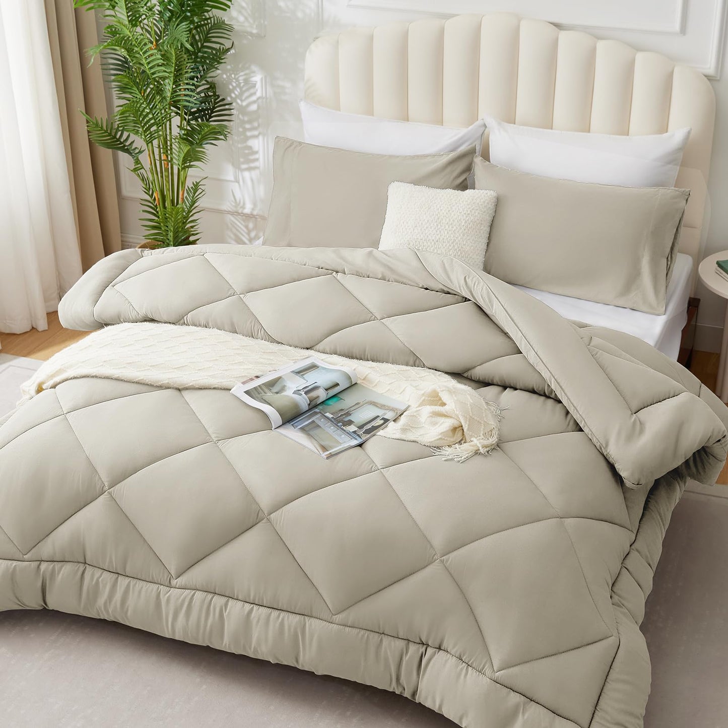 Piumino Letto Matrimoniale Quattro 4 Stagioni 260x240 cm - Piumone 240x260 Invernale Autunnale - Trapunta 260 x 240 in Microfibra Sintetica, Bianco