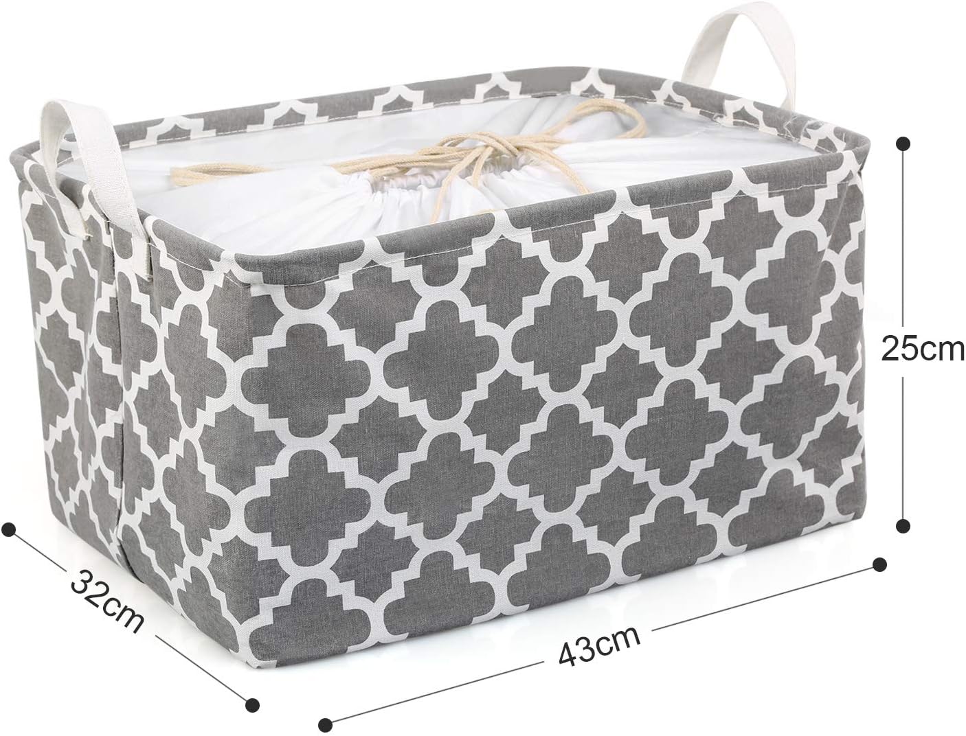 TonStyle Cestello Portaoggetti Pieghevole, Cesto Portabiancheria Scatola Immagazzinaggio Contenitore di Stoccaggio Cubi Portaoggetti Impermeabile con Coperchio con Coulisse e Manici (Grigia Fiore)