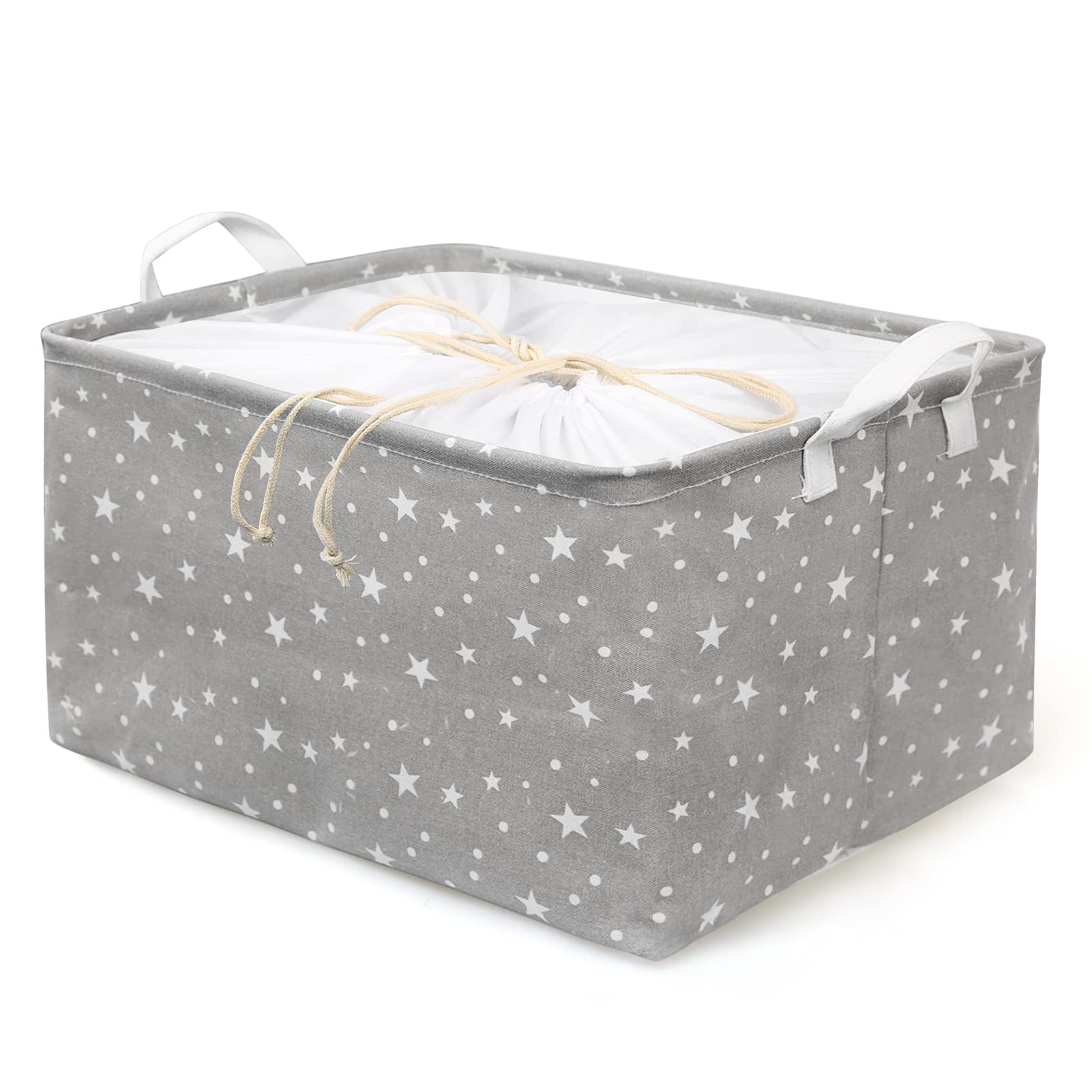 TonStyle Cestello Portaoggetti Pieghevole, Cesto Portabiancheria Scatola Immagazzinaggio Contenitore di Stoccaggio Cubi Portaoggetti Impermeabile con Coperchio con Coulisse e Manici (Grigia Fiore)