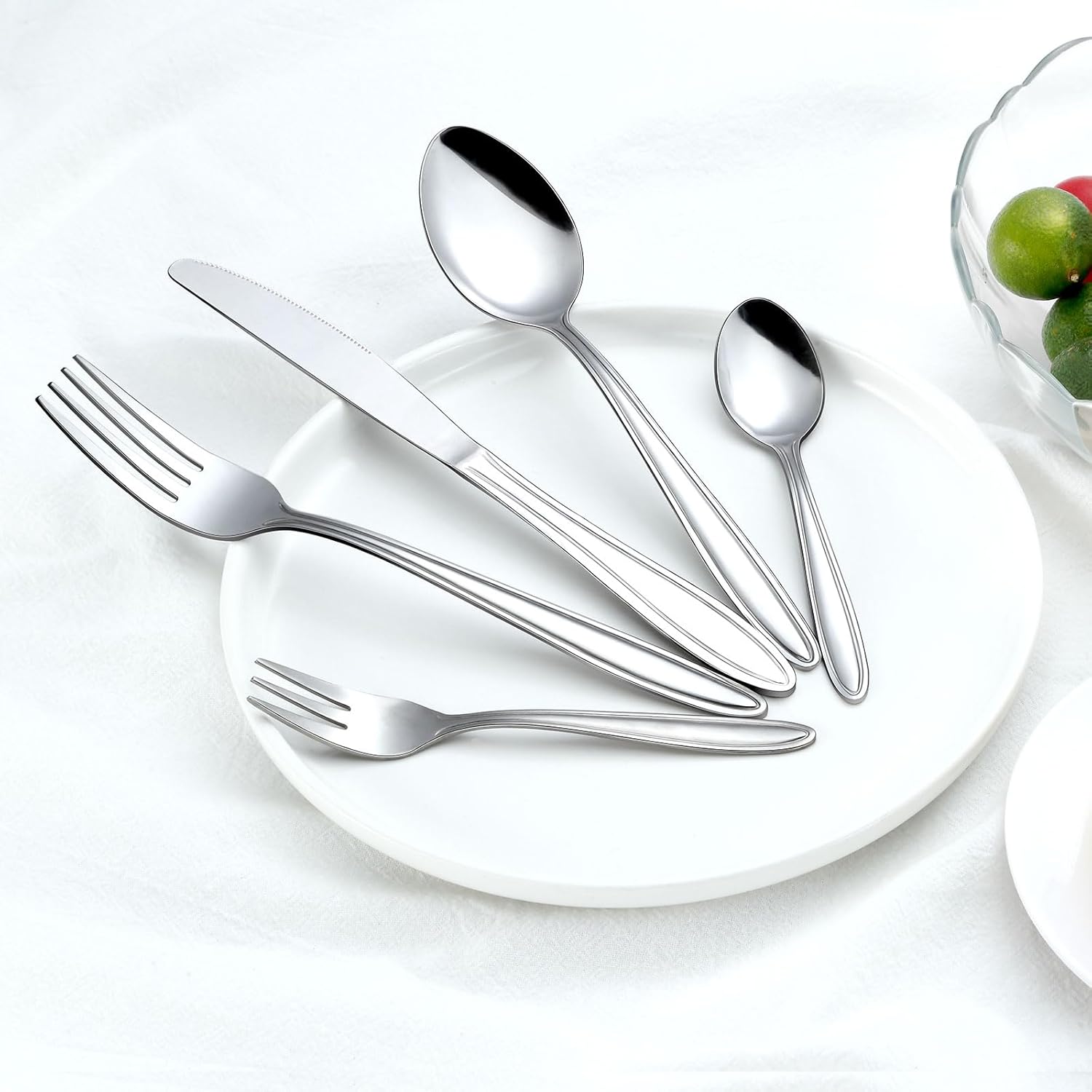 Set Posate, Gymdin Posate Acciaio Inox 12 Persone, Set Posate 72 Pezzi, Set di Posate di Alta Qualità con Coltello da Bistecca, Coltello, Forchetta, Cucchiaio, Elegante Acciaio Inossidabile
