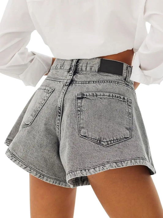 nicticsi Pantaloncini in Jeans da Donna Moda Casual Denim Mini Shorts con Tasche e Strappi Pantalone Corti di Cowboy Svasati Comode retrò Short Sexy Party Night Club Disco