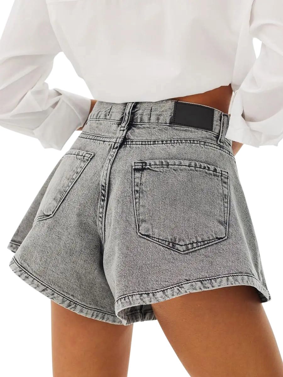 nicticsi Pantaloncini in Jeans da Donna Moda Casual Denim Mini Shorts con Tasche e Strappi Pantalone Corti di Cowboy Svasati Comode retrò Short Sexy Party Night Club Disco