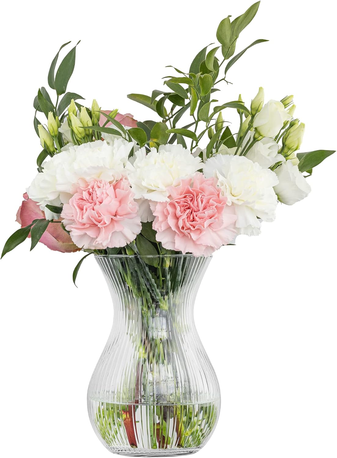 TREND FOR HOME Vaso Fiori 18 cm Vaso a Tulipano Vaso per Fiori Vaso da Interno Vaso Trasparente Striature Longitudinali Vaso Vetro Vasi Moderni da Interno | ⌀ 11 cm | 1229 ml | Lyra Luminous