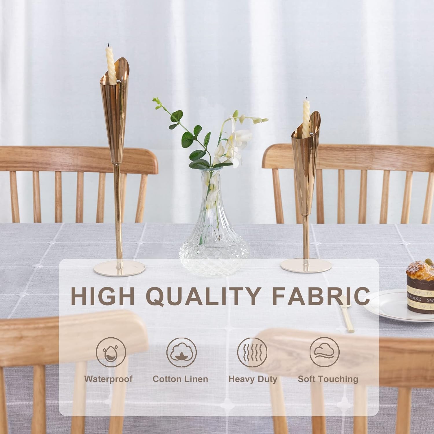 SUNBEAUTY Tovaglia Tavolo Rettangolare Antimacchia Cotone 140x220 Tovaglie Rettangolari Lino Copritavolo Rettangolare Elegante Table Cloth Tovaglia da Pranzo Decorazione Cucina
