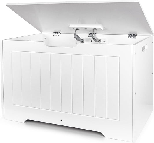 leomark Contenitore porta giochi per bambini - DECORIA, Mobili per camera dei bambini oppure scuola materna, Cassapanca Bianco, Dimensioni: 76 x 40 x 48 cm (altezza).