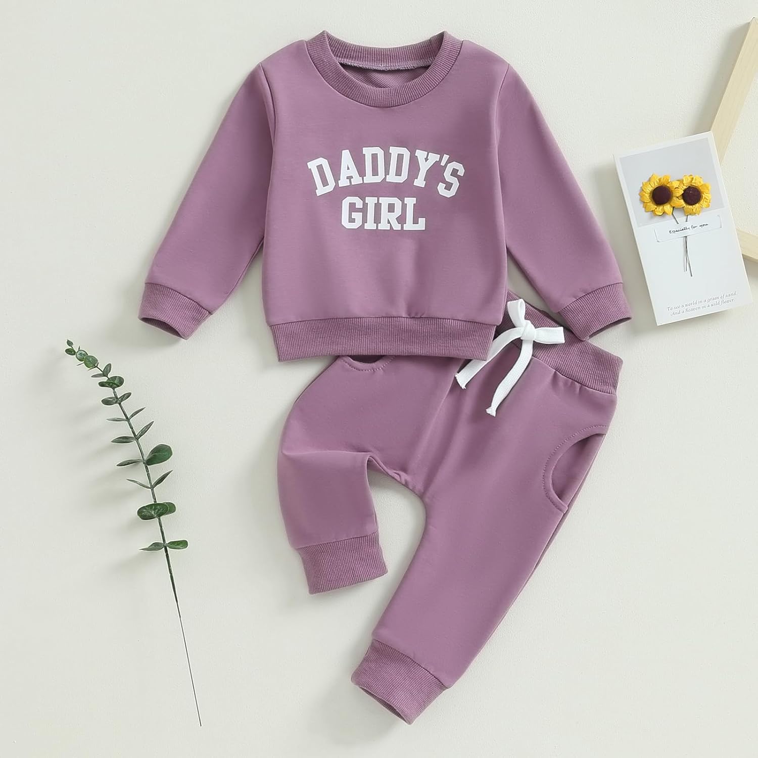 Vestiti per Bambina Felpa Manica Lunga+ Pantaloni Due Pezzi Completini Bimba Daddy's Girl Set di Tuta Carina per Bambine