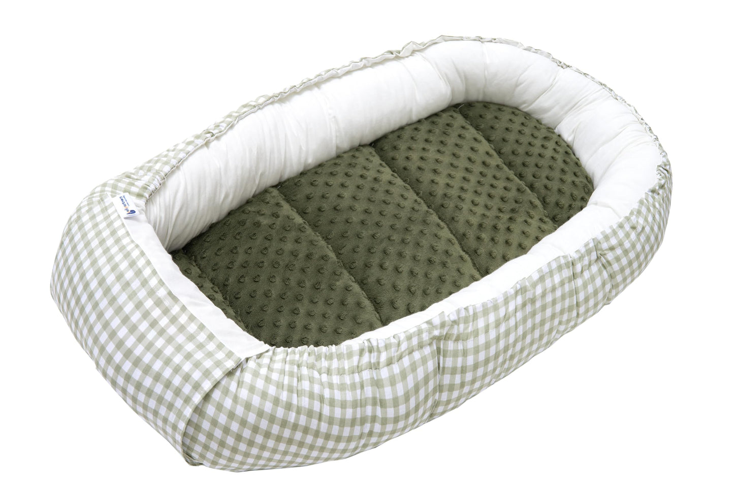 Medi Partners 5-Parti Nido per Bebè 100x60x15 Inserto Rimovibile Letto Cuscino Coperta bambini neonati 100% Cotone (Safari con Minky beige)