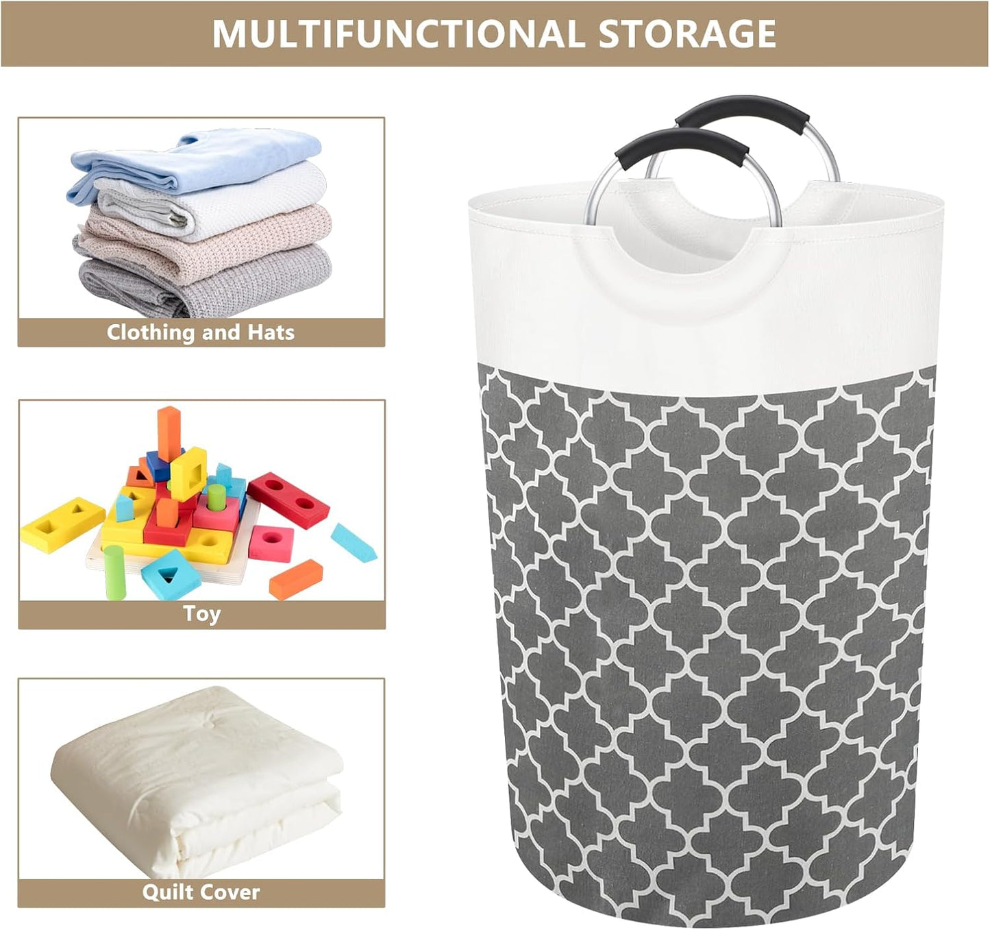 Cesto Biancheria Sporca 82L, 74x38x38cm Portabiancheria Sporca Salvaspazio con Comode Maniglie, Dirty Laundry Basket in Tessuto Pieghevole Cesto Porta Bucato per Appartamento Bagno