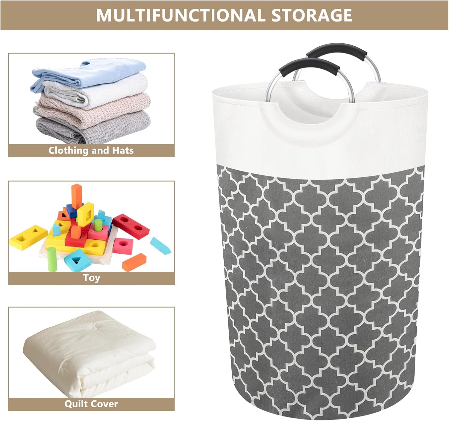 Cesto Biancheria Sporca 82L, 74x38x38cm Portabiancheria Sporca Salvaspazio con Comode Maniglie, Dirty Laundry Basket in Tessuto Pieghevole Cesto Porta Bucato per Appartamento Bagno