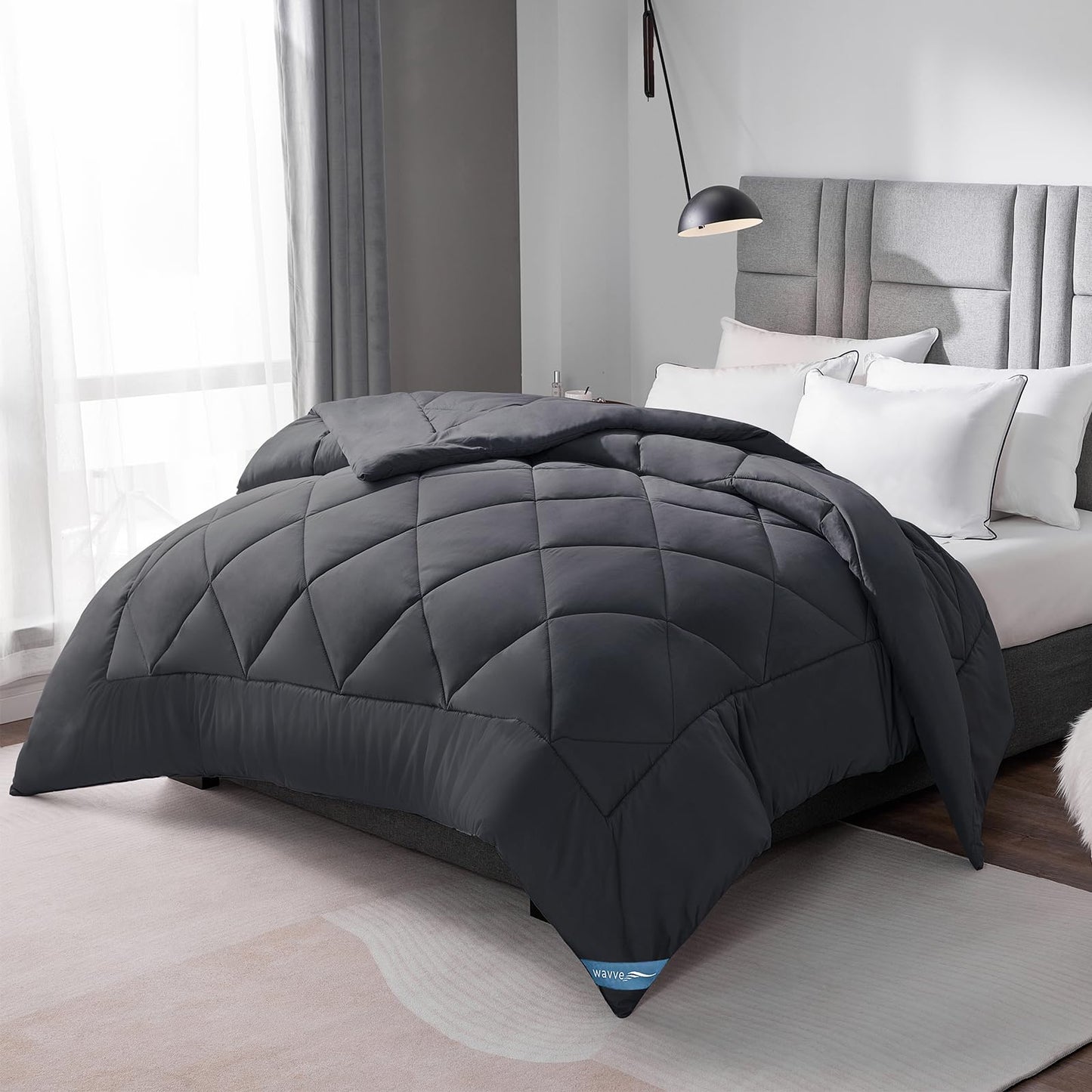 Piumino Letto Matrimoniale Quattro 4 Stagioni 260x240 cm - Piumone 240x260 Invernale Autunnale - Trapunta 260 x 240 in Microfibra Sintetica, Bianco