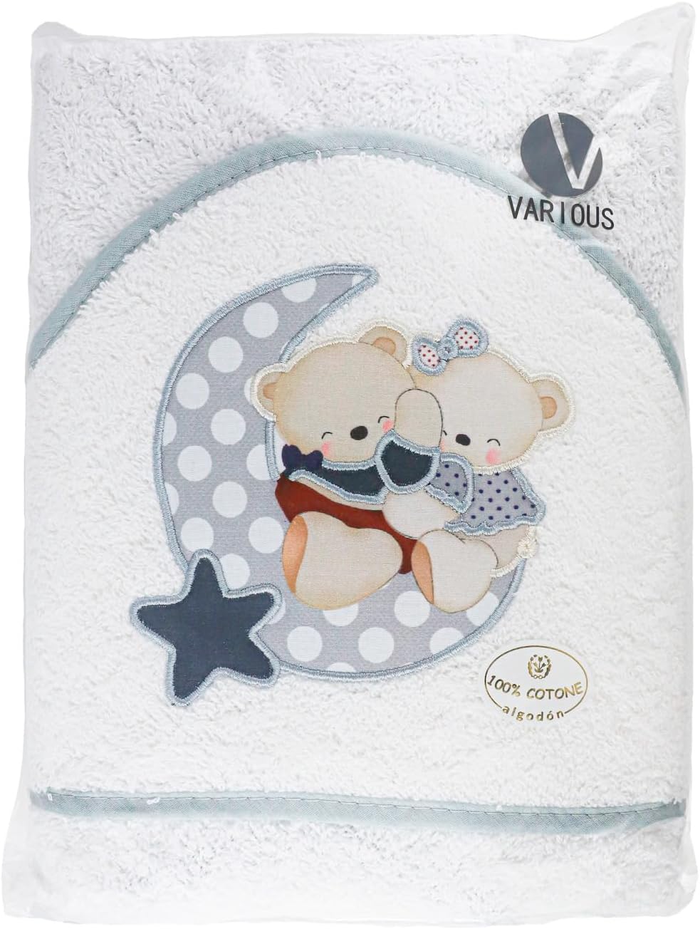 Mantello da bagno con cappuccio in spugna 100% cotone, misura 100 cm x 100 cm, asciugamano per bambino con cappuccio per bambini piccoli, morbido e assorbente con un design amorevole, colore: