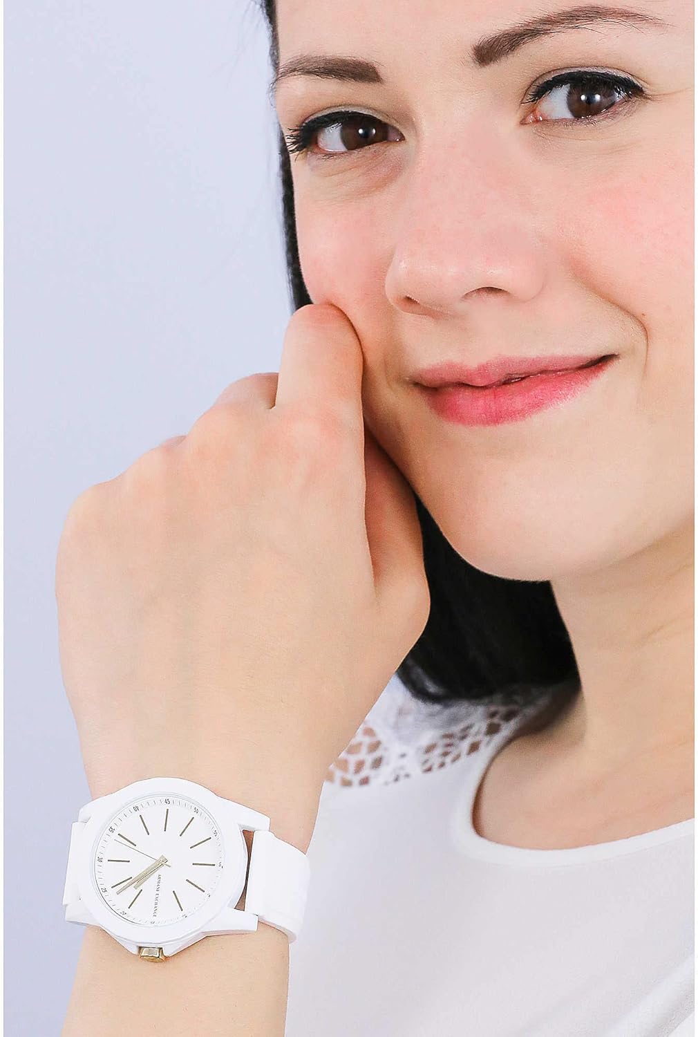 Armani Exchange orologio per donna, movimento al quarzo e cassa orologio per 40 mm con cinturino in acciaio inossiorologio perbile, pelle o silicone, Crema chiaro