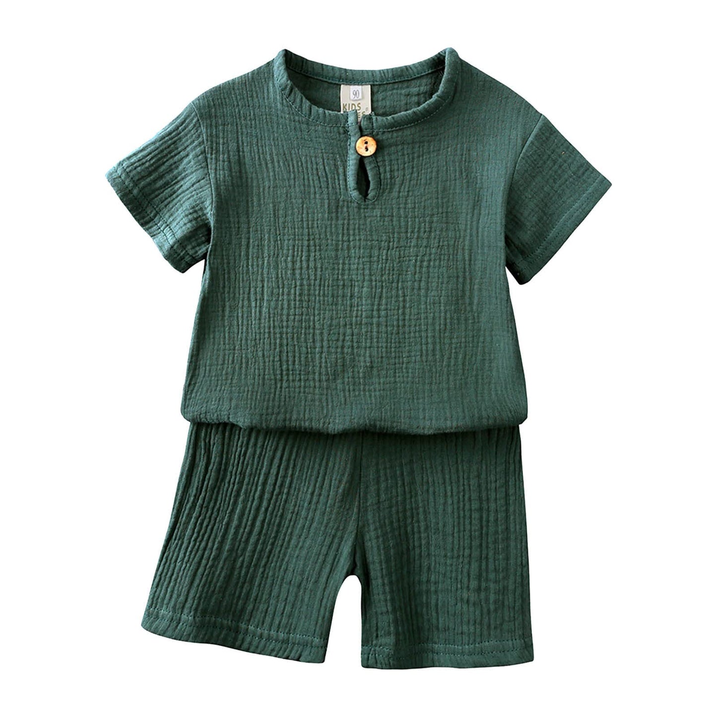 Completo Estivo Bambino Neonato Set Coordinato Tuta Camicia Cotone Lino Pantalocini Tinta Unita Outfit Neonato Abbigliamento Set Completo Estivo Bambino