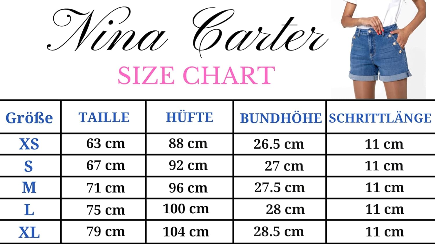 Nina Carter Pantaloncini da donna a vita alta, in jeans, look usato, eleganti pantaloncini estivi in denim