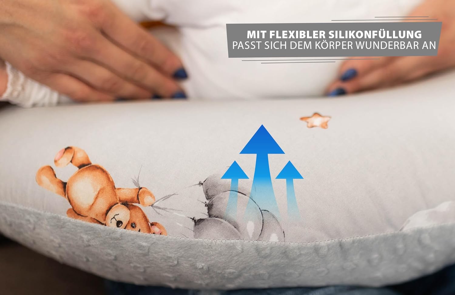 Cuscino allattamento e gravidanza Basic 130 cm - cuscini neonato per allattare e dormire accessori per mamma y bebe lavabile e multifunzione Orsacchiotti