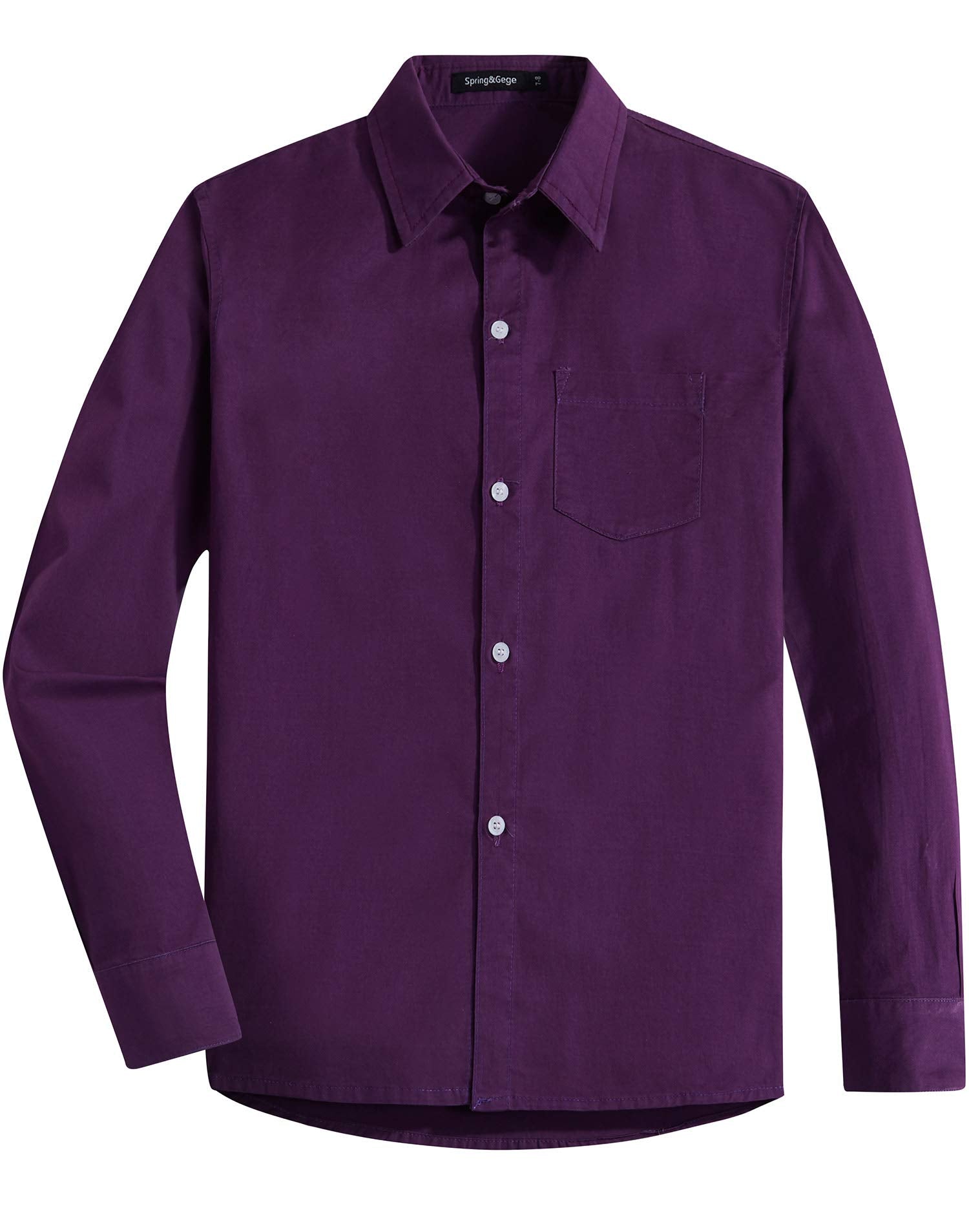 Spring&Gege Ragazzo Camicie a Manica Lunga Cotone Bambini (3-14 Anni)