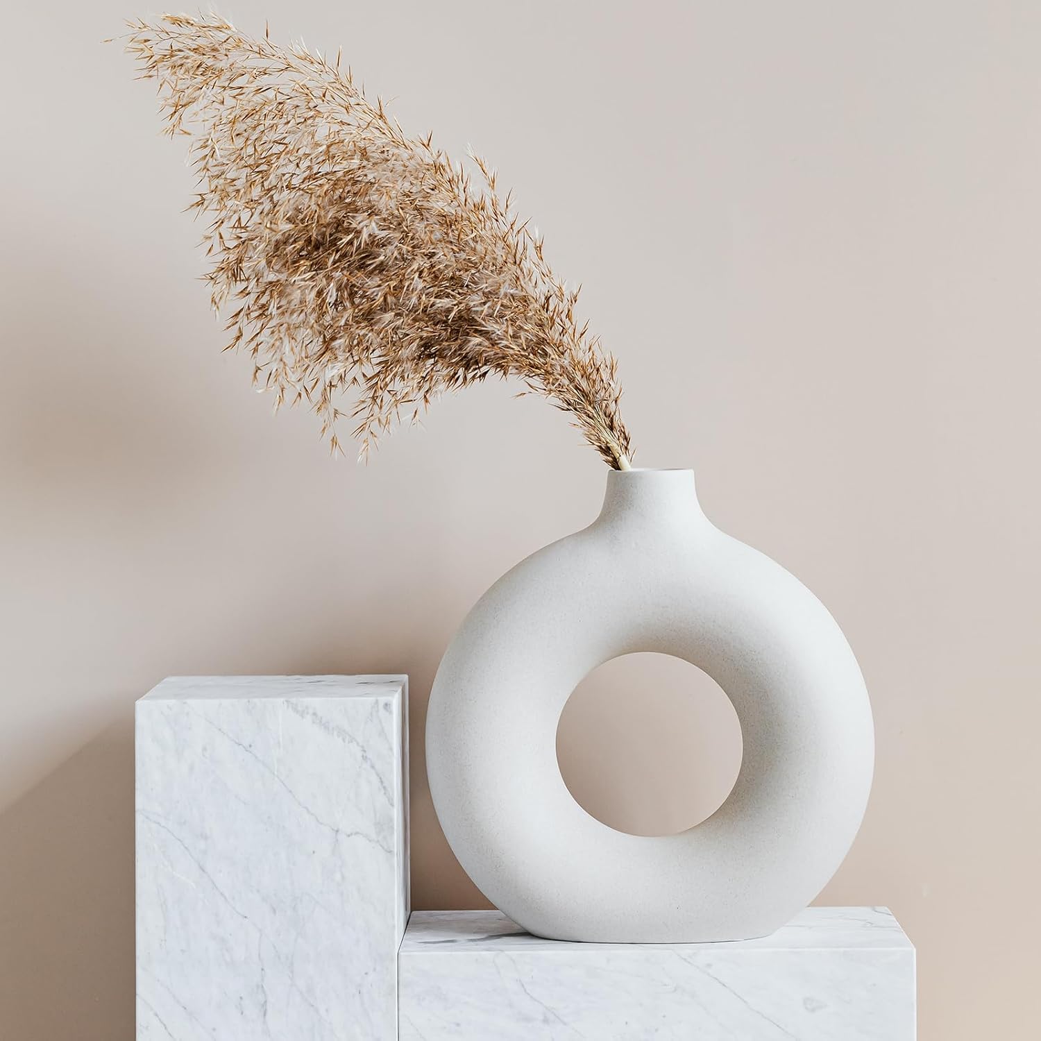Set di 2 Vaso di Ceramica,Vase Decoratif Vaso Ceramica Rotondo da Fiori Decorativo in Stile Moderno per La Decorazione del Soggiorno Camera da Letto e Dell'ufficio