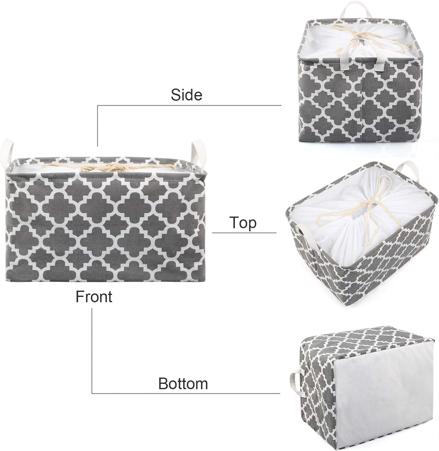 TonStyle Cestello Portaoggetti Pieghevole, Cesto Portabiancheria Scatola Immagazzinaggio Contenitore di Stoccaggio Cubi Portaoggetti Impermeabile con Coperchio con Coulisse e Manici (Grigia Fiore)