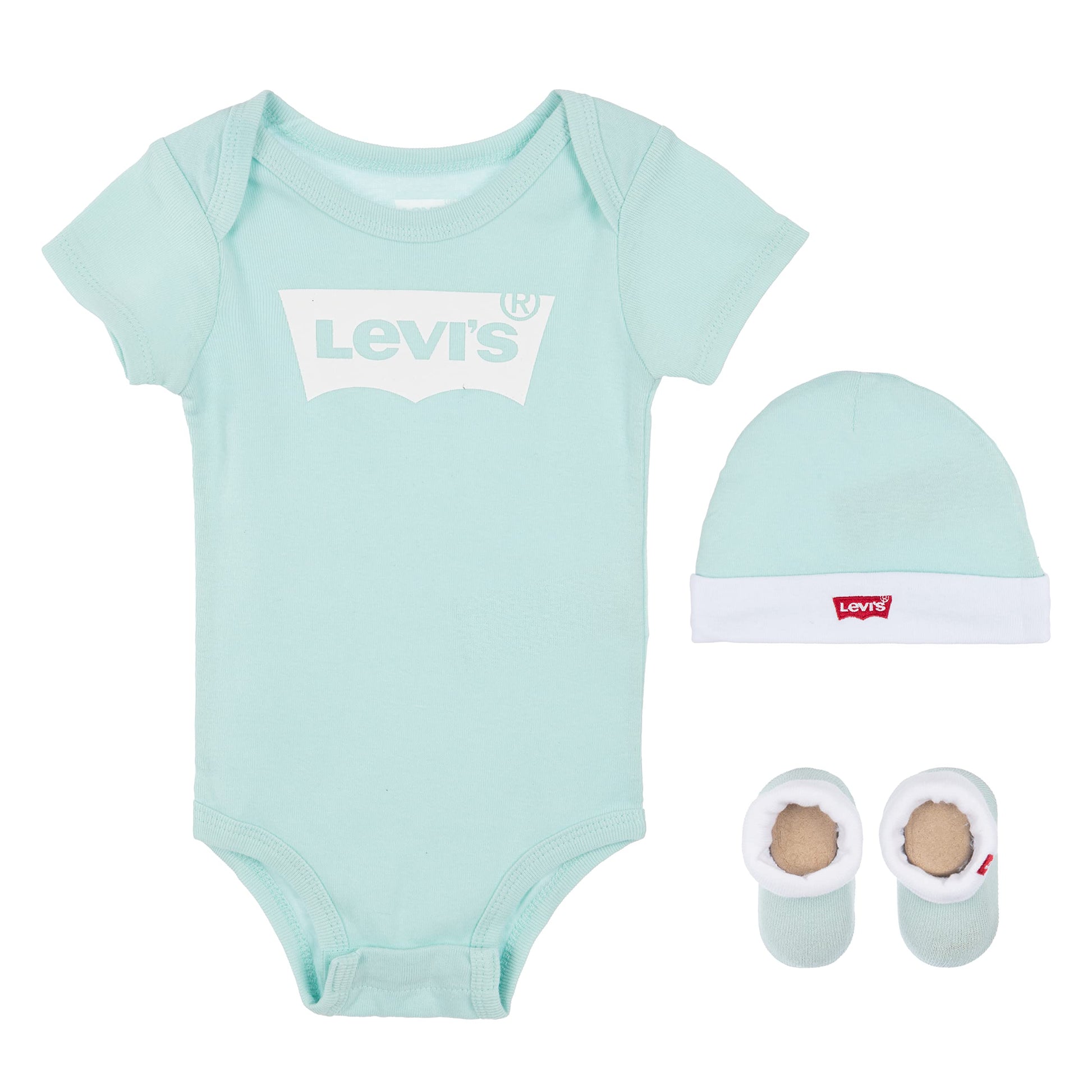 Levi's Classic Batwing Infant Hat Bodysuit Bootie Set 3pc Tutina per Bambino e Neonato Unisex-Bimbi