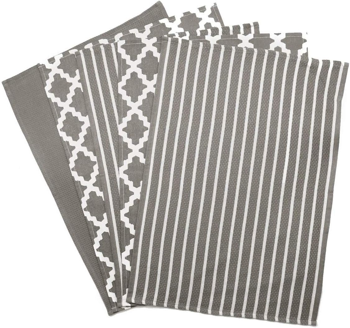 Penguin Home Premium Strofinaccio da cucina in puro cotone 100%, set di 5 asciugamani da cucina, set di asciugamani da cucina morbidi e resistenti, lavabile in lavatrice, 65 x 45 cm, colore - Grigio