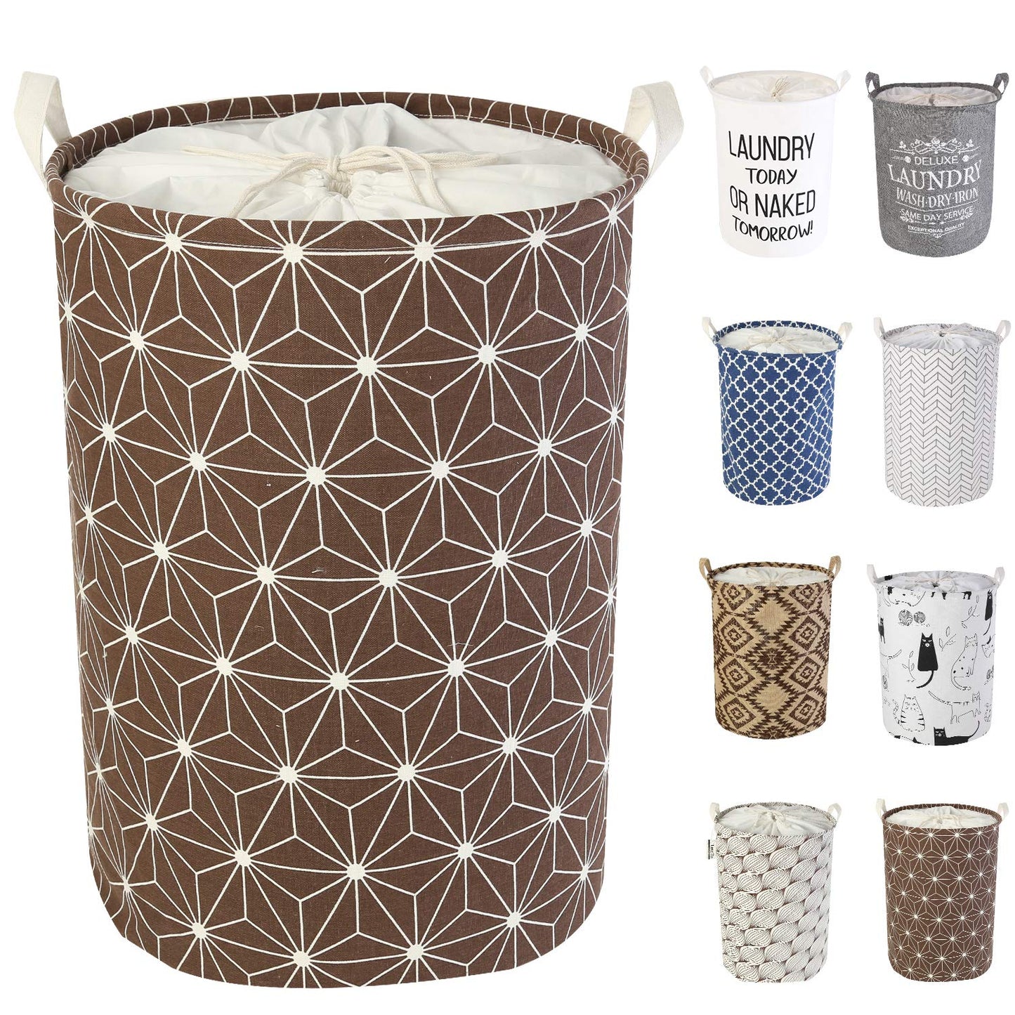 LessMo 17,7" con Coulisse Portabiancheria Bagagli Sorter, Pieghevole Pop-Up Lavanderia Cesti, Impermeabile Rotonda Cotone Lino