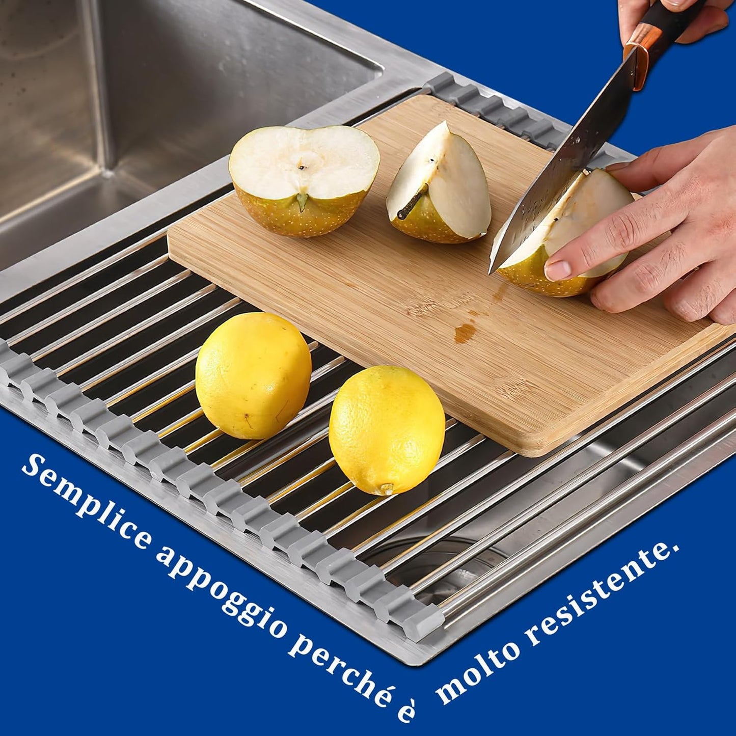 2 Pezzi Scolapiatti da Appoggio, Scolapiatti Pieghevole in Acciaio inox Sopra il Lavello della Cucina, Scolapiatti per Organizer Tappetino per Tazze, Spugne per Pulire,Frutta, Verdura(Grigio)