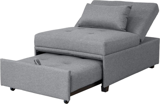 GARDENIA Cookie Eco 80 Poltrona Pouf Trasformabile 3-in-1, Legno, Grigio Chiaro, 78 x 113 x 45
