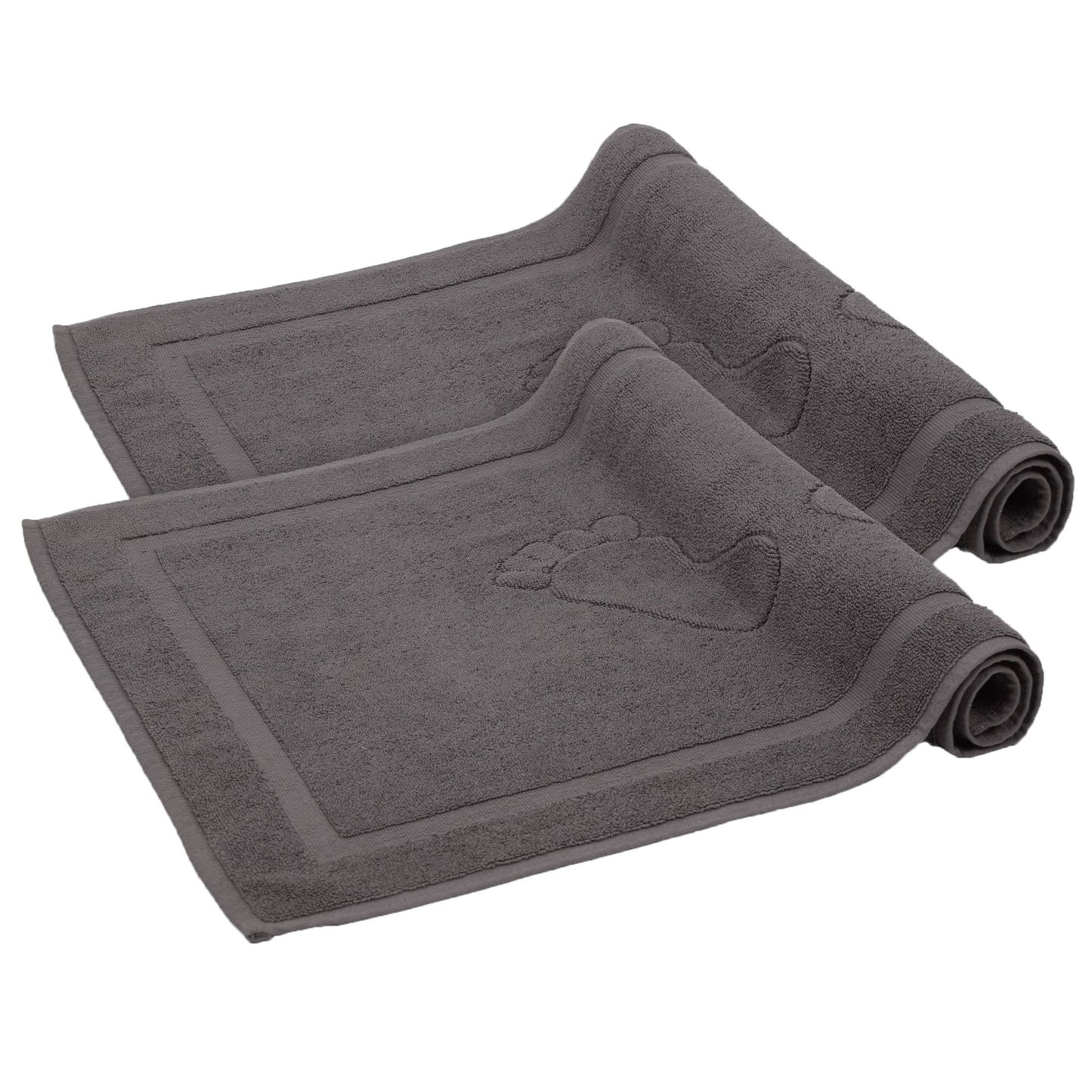 Komfortec Set di 2 tappetini da bagno, in spugna, lavabile, 600 g/m² e 100% cotone, assorbenti e ad asciugatura rapida, 50 x 70 cm, colore: grigio/bianco