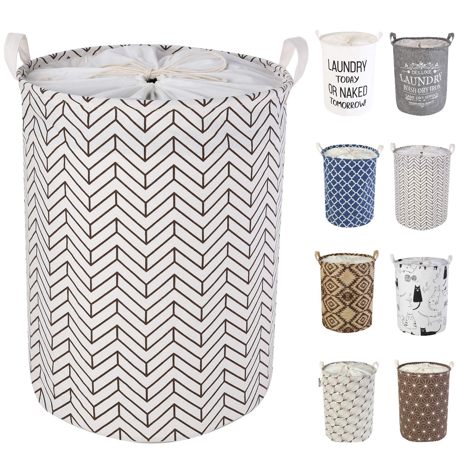 LessMo 17,7" con Coulisse Portabiancheria Bagagli Sorter, Pieghevole Pop-Up Lavanderia Cesti, Impermeabile Rotonda Cotone Lino