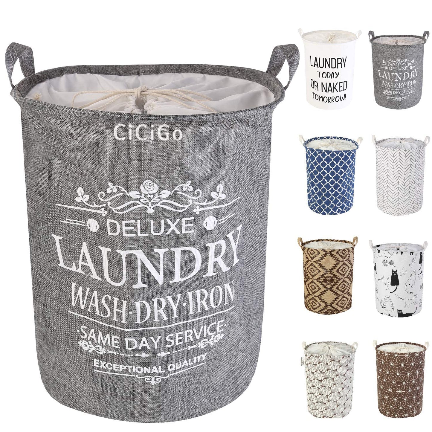 LessMo 17,7" con Coulisse Portabiancheria Bagagli Sorter, Pieghevole Pop-Up Lavanderia Cesti, Impermeabile Rotonda Cotone Lino