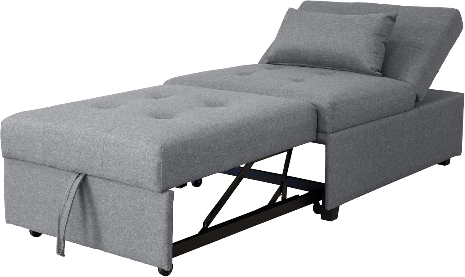 GARDENIA Cookie Eco 80 Poltrona Pouf Trasformabile 3-in-1, Legno, Grigio Chiaro, 78 x 113 x 45