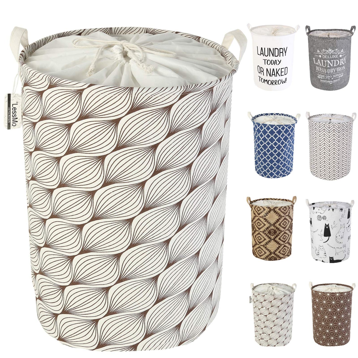 LessMo 17,7" con Coulisse Portabiancheria Bagagli Sorter, Pieghevole Pop-Up Lavanderia Cesti, Impermeabile Rotonda Cotone Lino